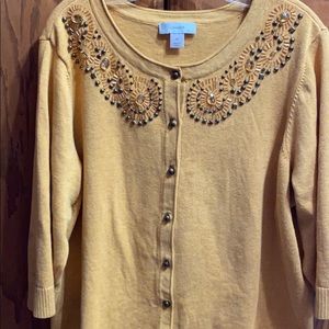 Women’s fall sweater- gold- 2x- 3/4 sleeves